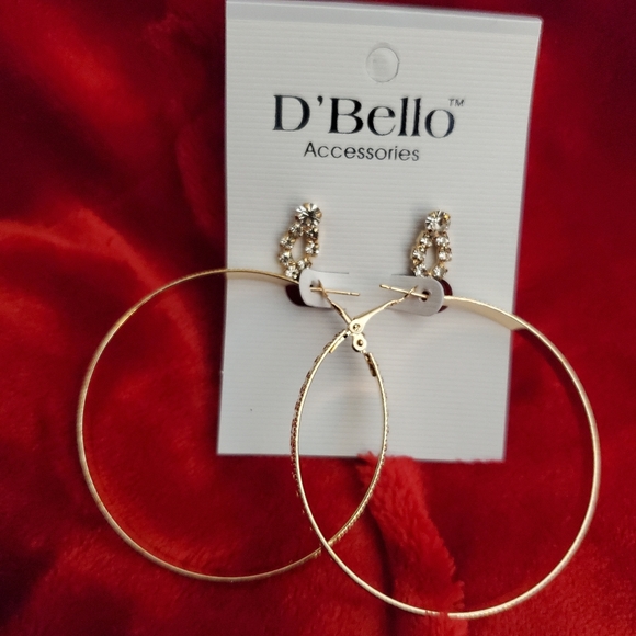 Jewelry Set 2-Pair D'Bello Earring Studs & Hoops - Picture 3 of 6